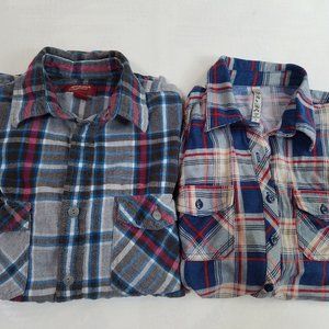 Two Plaid Shirts, Cute girlfriend gift, Country Plaid Shirt, Ladies size S